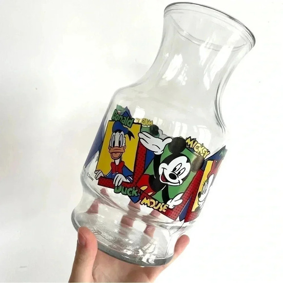 Vintage Disney Carafe Anchor Hocking Glassware Pitcher Mickey Minnie Donald Duck - Picture 1 of 9